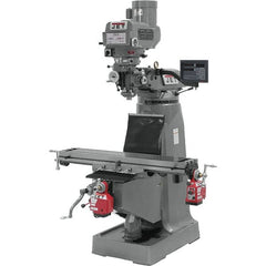 Jet - 9" Table Width x 49" Table Length, Variable Speed Pulley Control, 3 Phase Knee Milling Machine - R8 Spindle Taper, 3 hp - Makers Industrial Supply