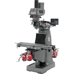 Jet - 9" Table Width x 49" Table Length, Variable Speed Pulley Control, 3 Phase Knee Milling Machine - R8 Spindle Taper, 3 hp - Makers Industrial Supply