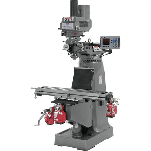 Jet - 9" Table Width x 49" Table Length, Variable Speed Pulley Control, 3 Phase Knee Milling Machine - R8 Spindle Taper, 3 hp - Makers Industrial Supply