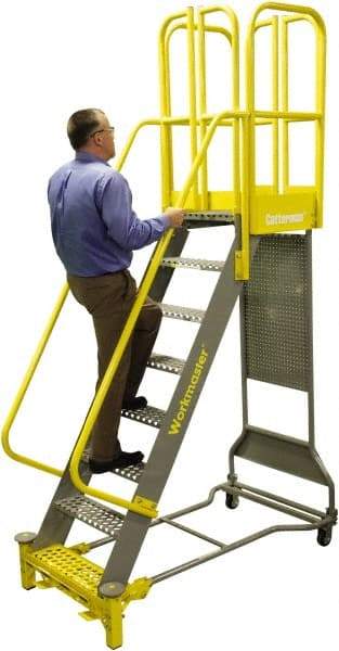 Cotterman - 158" 9 Step Super Duty Ladder - Rolling Safety Ladder, 1,000 Lb Capacity, 44" Base Width x 53" Base Depth, Grip Strut - Makers Industrial Supply