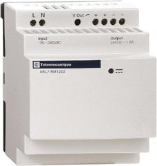 Schneider Electric - 60 Watt, 2.50 Amp, 200 to 240 VAC Input, 24 VDC Output, DIN Rail, Panel Power Supply - Screw Connection, 60mm Wide x 59mm Deep x 100mm High, 84-100% Efficiency, Green LED Output - Makers Industrial Supply