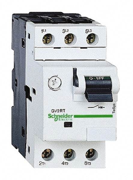 Schneider Electric - 8 Amp, 600 VAC, 3 Pole, DIN Rail Mounted, Panel Mount Motor Circuit Breaker - Thermal Magnetic Trip, Multiple Breaking Capacity Ratings, 78-1/2mm Deep x 89mm High x 45mm Wide - Makers Industrial Supply