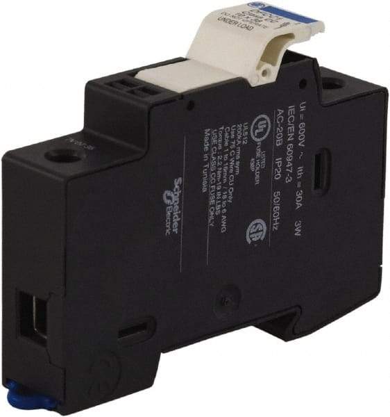 Schneider Electric - 1 Pole, 600 Volt, 30 Amp, DIN Rail Mount Fuse Holder - Compatible with CC Class, 17mm Wide Fuse - Makers Industrial Supply