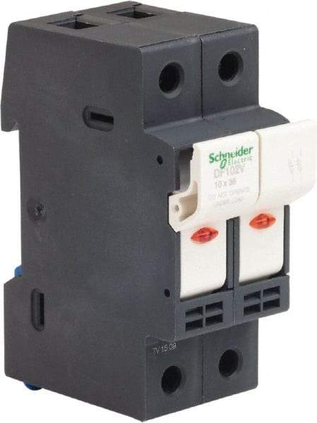 Schneider Electric - 2 Pole, 600 Volt, 32 Amp, DIN Rail Mount Fuse Holder - Compatible with AM,GG Class, 38mm Long x 35mm Wide and 10mm Diameter Fuse - Makers Industrial Supply