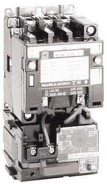 Square D - 24 Coil VAC at 60 Hz, 27 Amp, NEMA Size 1, Nonreversible Open Enclosure NEMA Motor Starter - 3 Phase hp: 10 at 460 VAC, 10 at 575 VAC, 7-1/2 at 200 VAC, 7-1/2 at 230 VAC - Makers Industrial Supply