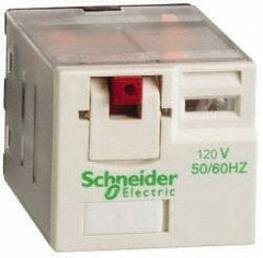 Schneider Electric - 3,750 VA Power Rating, Electromechanical Plug-in General Purpose Relay - 15 Amp at 250 VAC & 28 VDC, 4CO, 120 VAC - Makers Industrial Supply