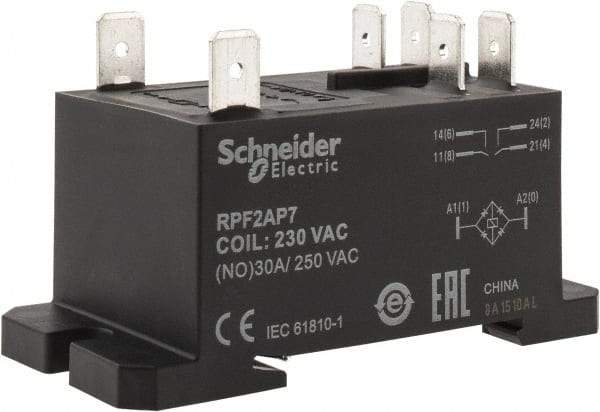 Schneider Electric - 7,500 VA Power Rating, Electromechanical Plug-in General Purpose Relay - 20 Amp at 28 VDC, 25 at 28 VDC, 30 at 250/277 VAC, 2NO, 230 VAC - Makers Industrial Supply