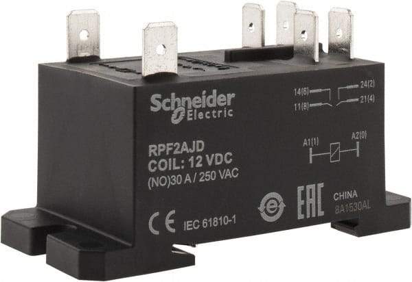 Schneider Electric - 7,500 VA Power Rating, Electromechanical Plug-in General Purpose Relay - 20 Amp at 28 VDC, 25 at 28 VDC, 30 at 250/277 VAC, 2NO, 12 VDC - Makers Industrial Supply