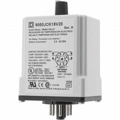 Square D - 0.66 min Delay, DPDT Time Delay Relay - 10 Contact Amp, 110 VDC & 120 VAC - Makers Industrial Supply