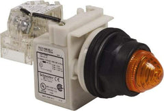 Schneider Electric - 120 V Amber Lens LED Pilot Light - Round Lens, Screw Clamp Connector, 54mm OAL x 42mm Wide, Vibration Resistant - Makers Industrial Supply