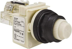 Schneider Electric - 110 VAC at 50/60 Hz via Transformer, 120 VAC at 50/60 Hz via Transformer White Lens Press-to-Test Indicating Light - Round Lens, Screw Clamp Connector, Corrosion Resistant, Dust Resistant, Oil Resistant - Makers Industrial Supply