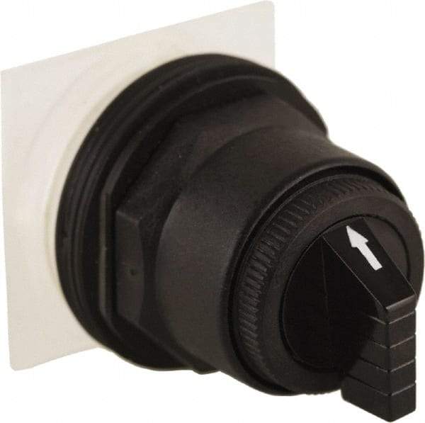 Schneider Electric - 30mm Mount Hole, 3 Position, Knob and Pushbutton Operated, Selector Switch Only - Black, Momentary (MO), without Contact Blocks, Anticorrosive, Weatherproof, Dust and Oil Resistant - Makers Industrial Supply