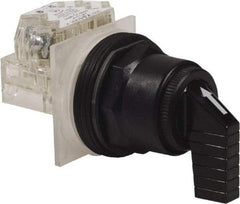 Schneider Electric - 1.18 Inch Mount Hole, 3 Position, Knob and Pushbutton Operated, Selector Switch - Black, Momentary (MO), Anticorrosive, Weatherproof, Dust and Oil Resistant - Makers Industrial Supply