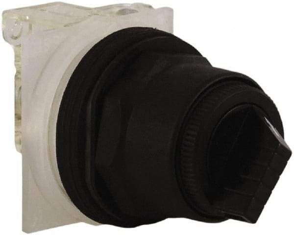 Schneider Electric - 30mm Mount Hole, 2 Position, Knob and Pushbutton Operated, Selector Switch - Black, Maintained (MA), Anticorrosive, Weatherproof, Dust and Oil Resistant - Makers Industrial Supply