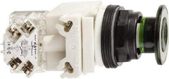 Schneider Electric - 30mm Mount Hole, Extended Straight, Pushbutton Switch with Contact Block - Green Pushbutton, Maintained (MA) - Makers Industrial Supply