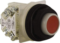 Schneider Electric - 30mm Mount Hole, Extended Straight, Pushbutton Switch with Contact Block - Red Pushbutton, Momentary (MO) - Makers Industrial Supply