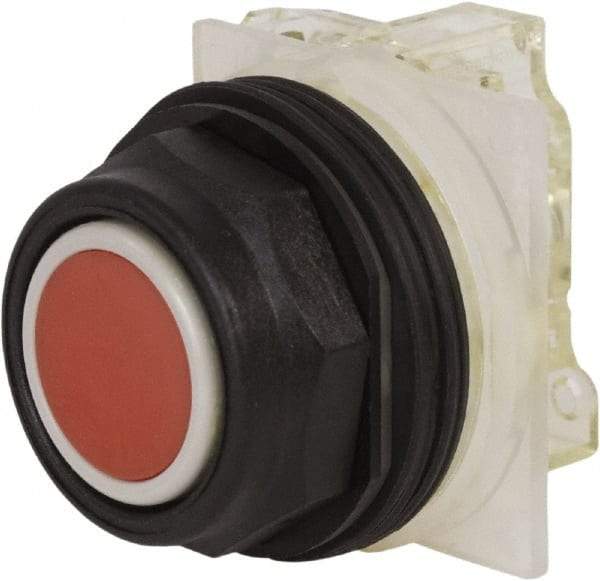 Schneider Electric - 30mm Mount Hole, Flush, Pushbutton Switch with Contact Block - Octagon, Red Pushbutton, Momentary (MO) - Makers Industrial Supply