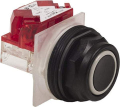 Schneider Electric - 30mm Mount Hole, Extended Straight, Pushbutton Switch with Contact Block - Black Pushbutton, Momentary (MO) - Makers Industrial Supply