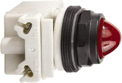 Schneider Electric - 120 VAC/VDC Red Lens Incandescent Pilot Light - Round Lens, Screw Clamp Connector, 54mm OAL x 42mm Wide, Vibration Resistant - Makers Industrial Supply