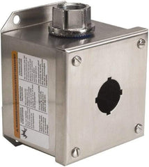 Schneider Electric - 1 Hole, 30mm Hole Diameter, Stainless Steel Pushbutton Switch Enclosure - 1, 3, 4, 12, 4X NEMA Rated - Makers Industrial Supply