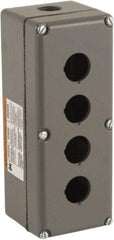 Schneider Electric - 4 Hole, 30mm Hole Diameter, Aluminum Pushbutton Switch Enclosure - 1, 3, 4, 6, 12, 13 NEMA Rated - Makers Industrial Supply