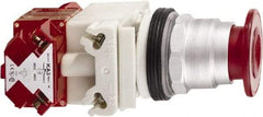 Schneider Electric - 30mm Mount Hole, Extended Straight, Pushbutton Switch with Contact Block - Red Pushbutton, Maintained (MA), Momentary (MO) - Makers Industrial Supply