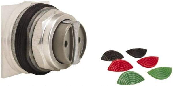 Schneider Electric - 1.18 Inch Mount Hole, Extended Straight, Pushbutton Switch Only - Round, Black, Green and Red Pushbutton, Momentary (MO), Weatherproof, Dust and Oil Resistant - Makers Industrial Supply