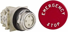 Schneider Electric - 30mm Mount Hole, Extended Straight, Pushbutton Switch with Contact Block - Red Pushbutton, Momentary (MO) - Makers Industrial Supply