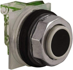 Schneider Electric - 30mm Mount Hole, Extended Straight, Pushbutton Switch with Contact Block - Black Pushbutton, Momentary (MO) - Makers Industrial Supply