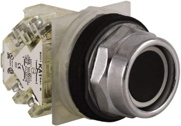 Schneider Electric - 30mm Mount Hole, Extended Straight, Pushbutton Switch with Contact Block - Black Pushbutton, Momentary (MO) - Makers Industrial Supply