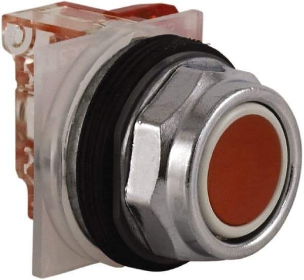 Schneider Electric - 30mm Mount Hole, Extended Straight, Pushbutton Switch with Contact Block - Red Pushbutton, Momentary (MO) - Makers Industrial Supply