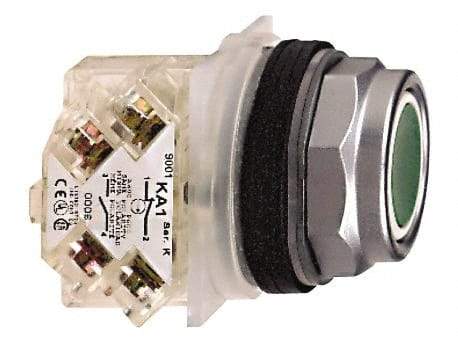 Schneider Electric - 30mm Mount Hole, Flush, Pushbutton Switch with Contact Block - Octagon, Green Pushbutton, Momentary (MO) - Makers Industrial Supply