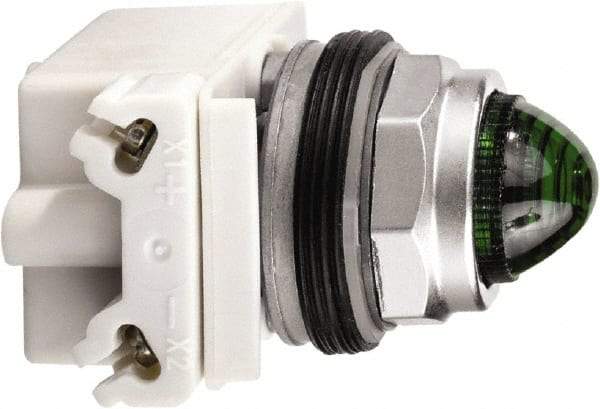 Schneider Electric - 120 V Green Lens LED Pilot Light - Round Lens, Screw Clamp Connector - Makers Industrial Supply