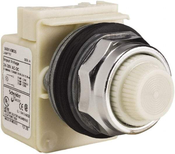 Schneider Electric - 28 V White Lens Indicating Light - Screw Clamp Connector - Makers Industrial Supply