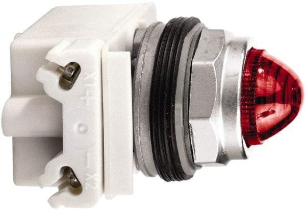 Schneider Electric - 24 V Red Lens LED Pilot Light - Round Lens, Screw Clamp Connector - Makers Industrial Supply