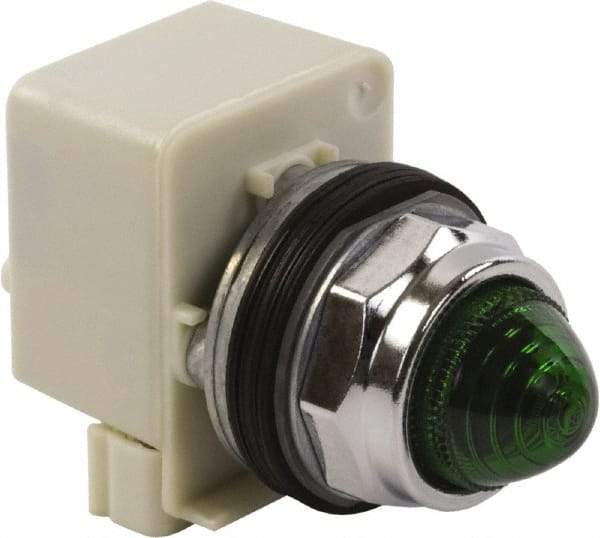 Schneider Electric - 120 V Green Lens Incandescent Pilot Light - Round Lens, Screw Clamp Connector - Makers Industrial Supply