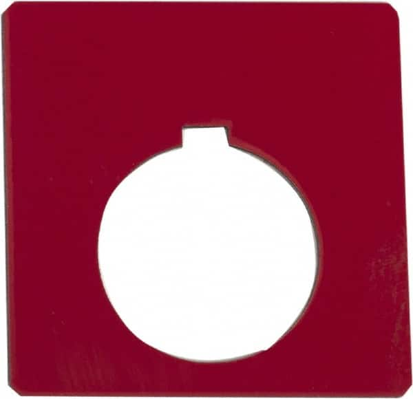 Schneider Electric - Square, Plastic Legend Plate - Blank - Red Background, Black Letters, 1.2 Inch Hole Diameter, 2-1/4 Inch Square - Makers Industrial Supply