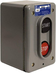 Schneider Electric - 2 Operator, Projecting Pushbutton Control Station - Start, Stop (Legend), Maintained Switch, 2NO Contact, NEMA 4 - Makers Industrial Supply