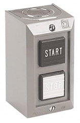 Schneider Electric - 2 Operator, Projecting Pushbutton Control Station - Start, Stop (Legend), Maintained Switch, 2NO Contact, NEMA 1 - Makers Industrial Supply