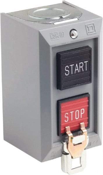 Schneider Electric - 2 Operator, Projecting Pushbutton Control Station - Start, Stop (Legend), Momentary Switch, NO/NC Contact, NEMA 1 - Makers Industrial Supply