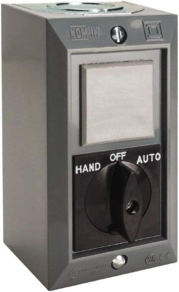 Schneider Electric - 1 Operator, Projecting Pushbutton Control Station - Auto, Hand, Off (Legend), Maintained Switch, 2NO Contact, NEMA 1 - Makers Industrial Supply