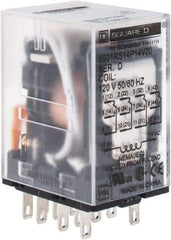 Square D - 1/6 hp at 120/240 Volt, Electromechanical Plug-in General Purpose Relay - 5 Amp at 240 VAC, 4PDT, 120 VAC at 50/60 Hz - Makers Industrial Supply