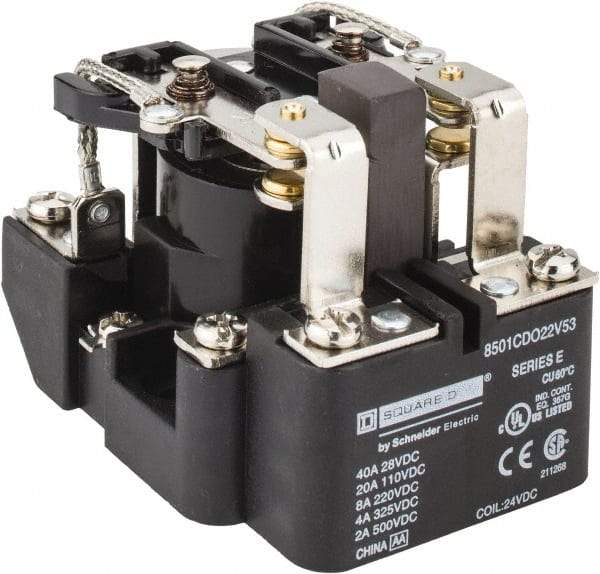 Square D - 10 VA Power Rating, Electromechanical Screw Clamp General Purpose Relay - 10 Amp at 110 V & 4 Amp at 220 V, DPDT, 24 VDC, 63.6mm Wide x 58.8mm High x 79.4mm Deep - Makers Industrial Supply