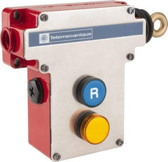 Telemecanique Sensors - 10 Amp, 2NO/2NC Configuration, Right Hand Operation, Rope Operated Limit Switch - Pushbutton Reset, Cable Pull, Pilot Light Indicator, 300 VAC - Makers Industrial Supply