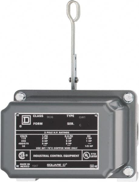 Square D - 4 NEMA Rated, DPST, Float Switch Pressure and Level Switch - 575 VAC, Line-Load-Load-Line Terminal - Makers Industrial Supply