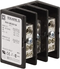 Square D - 3 Poles, 175 (Copper) Amp, Phenolic Power Distribution Block - 600 VAC, 1 Primary Connection - Makers Industrial Supply