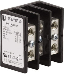 Square D - 3 Poles, 150 (Copper) Amp, Phenolic Power Distribution Block - 600 VAC, 1 Primary Connection - Makers Industrial Supply