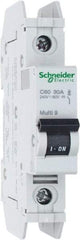 Schneider Electric - 30 Amp, 125 VDC, 240 VAC, 60 VDC, 1 Pole, DIN Rail Mount, Fixed Mount Miniature Circuit Breaker - Thermal Magnetic Trip, Multiple Breaking Capacity Ratings, 73mm Deep x 81mm High x 18mm Wide - Makers Industrial Supply