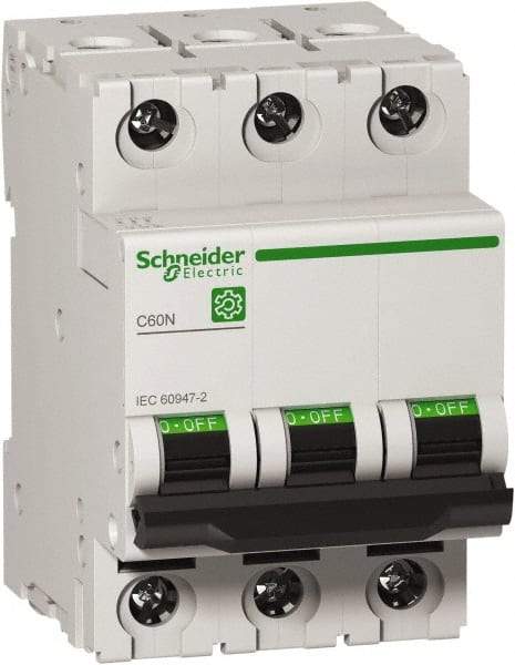 Schneider Electric - 20 Amp, 440 VAC, 3 Pole, DIN Rail Mounted Miniature Circuit Breaker - Magnetic Trip, Multiple Breaking Capacity Ratings, 18-4 AWG, 76mm Deep x 81mm High x 54mm Wide - Makers Industrial Supply