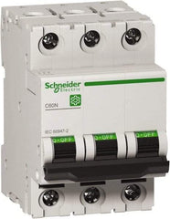 Schneider Electric - 16 Amp, 440 VAC, 3 Pole, DIN Rail Mounted Miniature Circuit Breaker - Magnetic Trip, Multiple Breaking Capacity Ratings, 18-4 AWG, 76mm Deep x 81mm High x 54mm Wide - Makers Industrial Supply